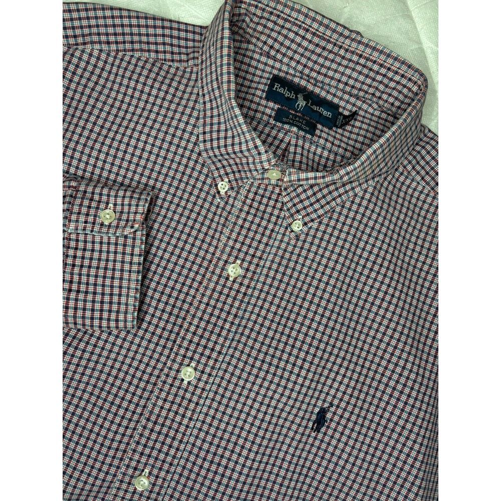 Ralph Lauren 2XL Blake Long Sleeve Button Down Shirt Red & Blue Gingham Check